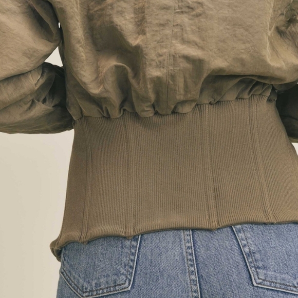 MABLE GAIA LONG SLEEVE TWO WAY JACKET,Olive, Womens Medium,(listing As) - Picture 4 of 14